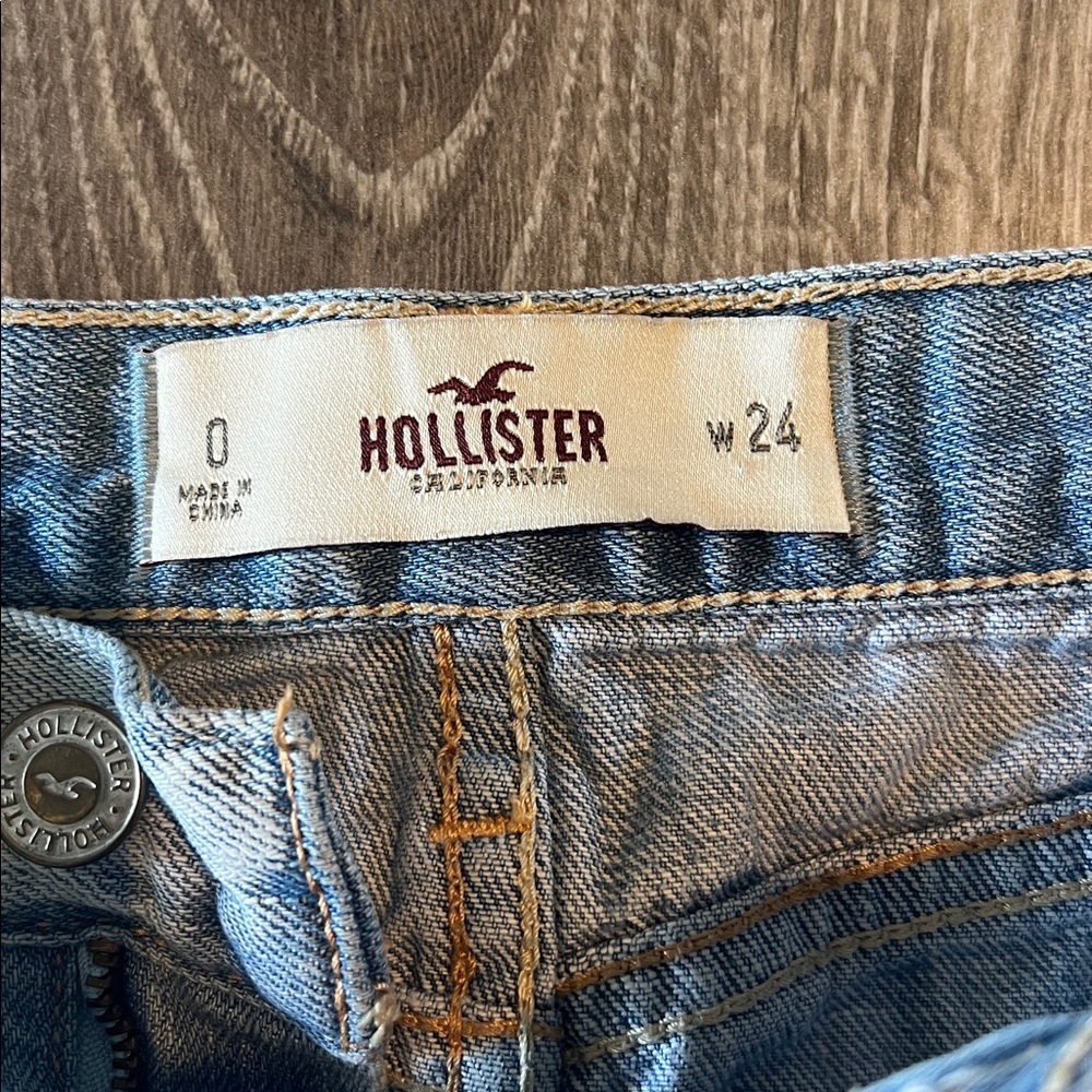 Hollister Light Blue Distressed Jean Shorts - Picture 3 of 7